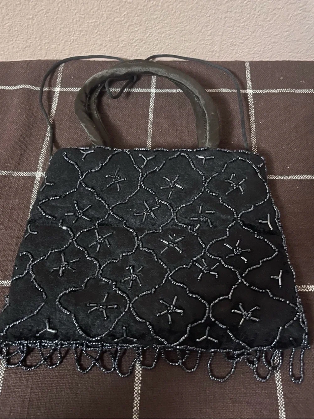 Vintage Black Velvet Beaded Evening Bag for Special Occasion